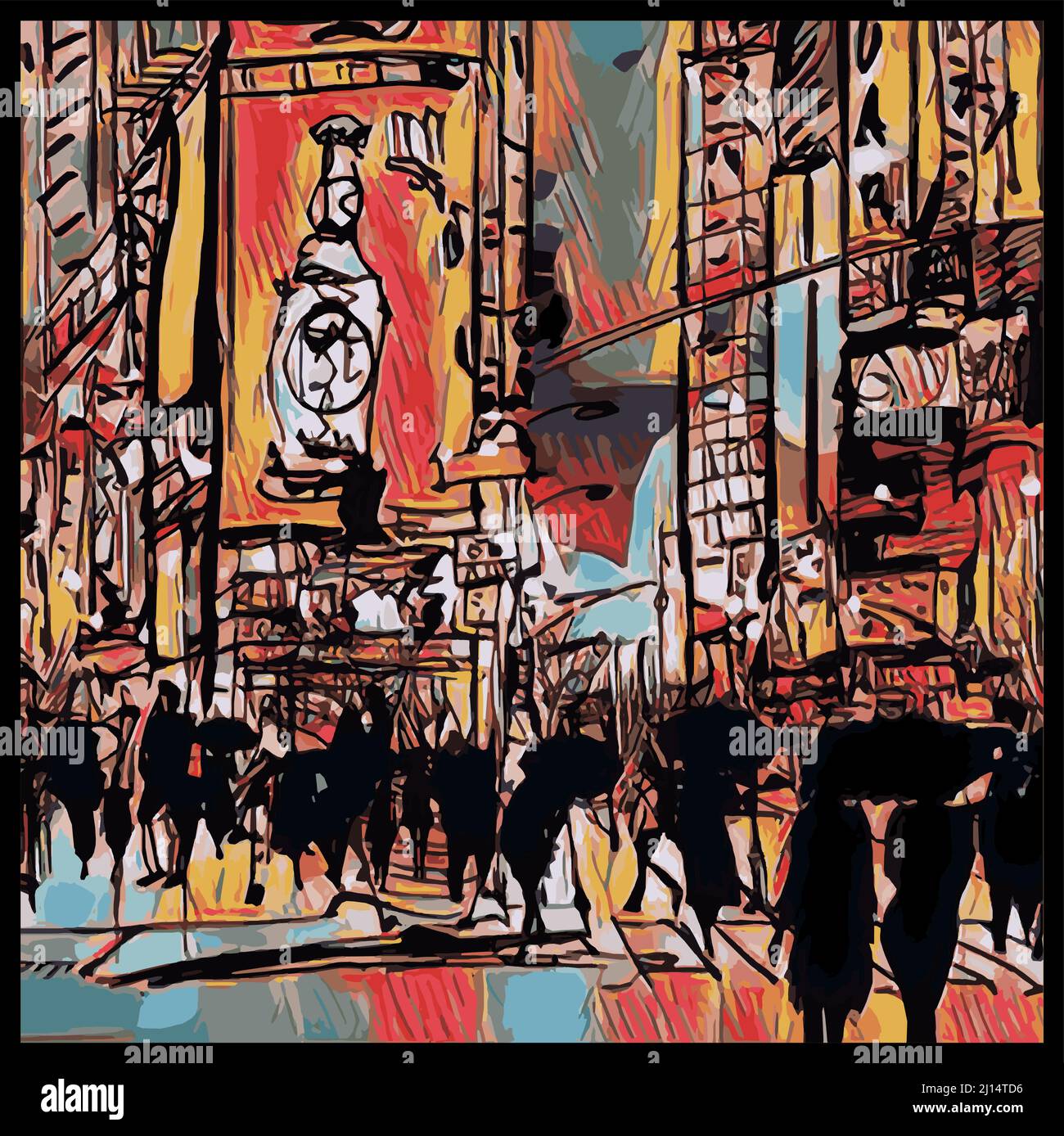 Times Square Area in Manhattan, New York - Vektorgrafik (ideal zum Bedrucken von Stoff oder Papier, Poster oder Tapeten, Hausdekoration) Stock Vektor