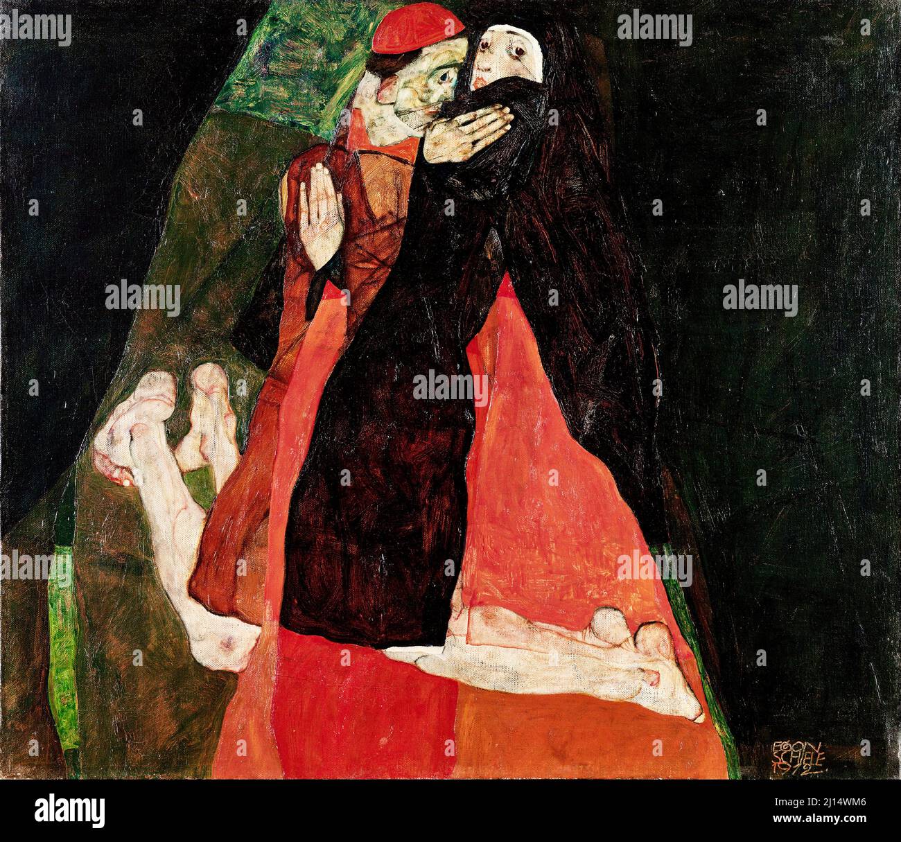 Egon Schiele - Kardinal und Nonne - Liebkosung - 1912 Stockfoto