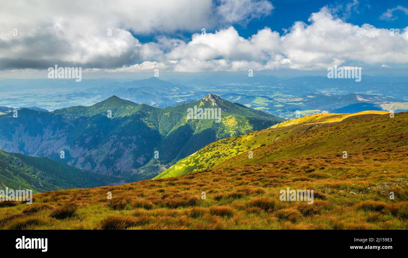 Berglandschaft mit Hügel der Sivy vrch in der Westlichen Tatra, der Tatra-Nationalpark, Slowakei, Europa Stockfoto