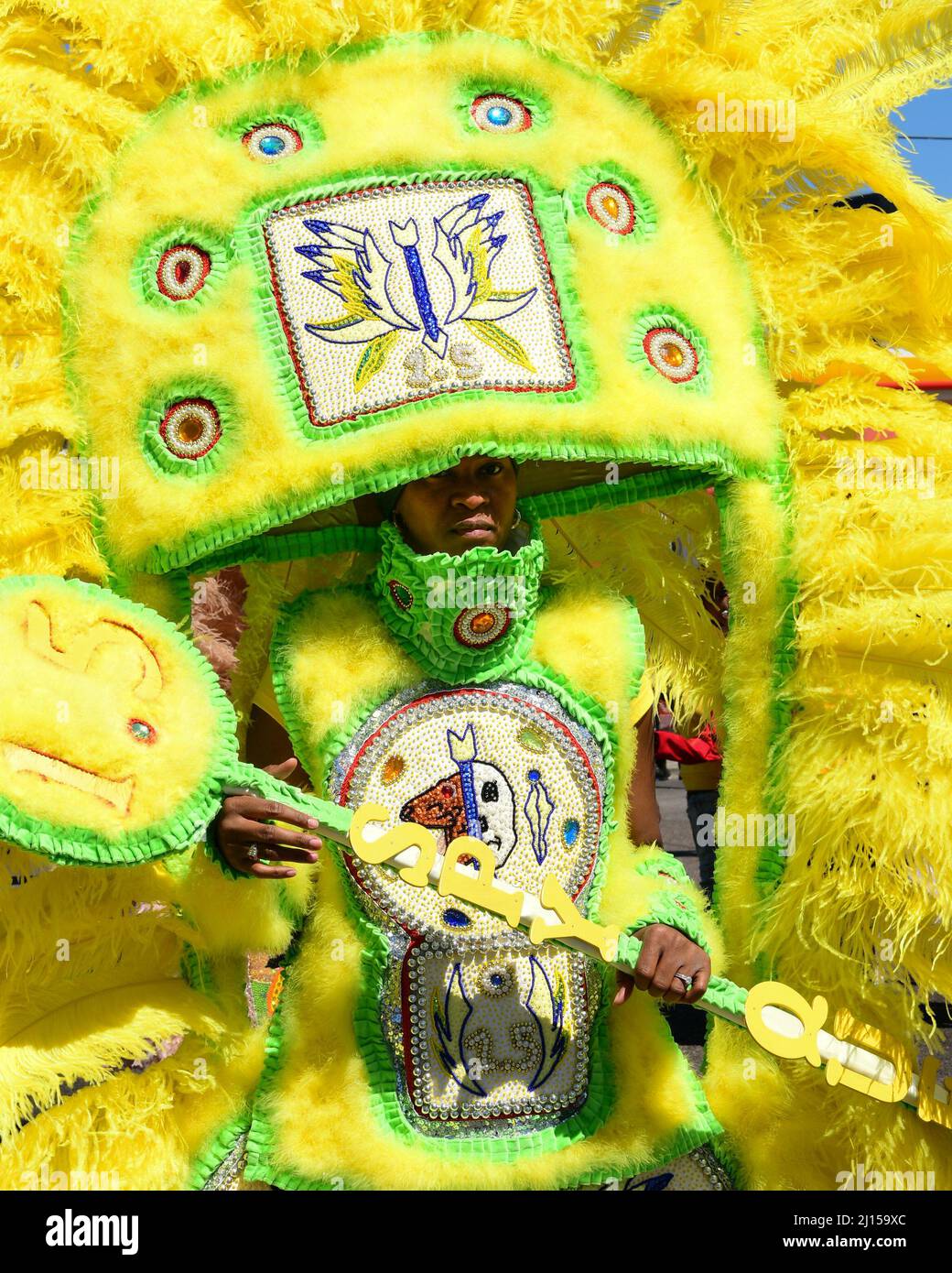 Mardi Gras Indian Krewe Parade am Super Sunday in New Orleans Stockfoto
