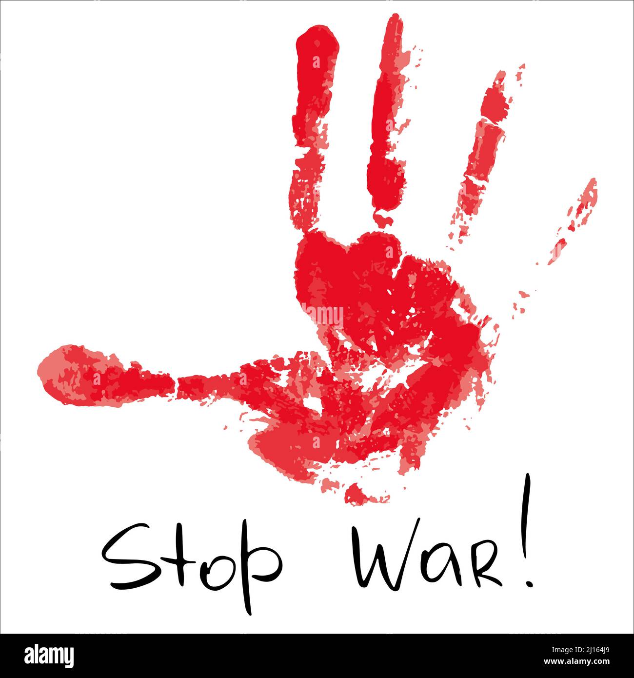Roter, blutiger Handdruck mit „Scry“-Motiv. Beenden Sie Den Krieg. Stock Vektor