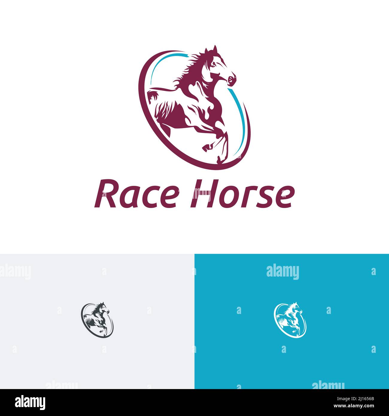 Vorlage Für Das Vintage Retro-Logo Des Pferdereiterrings Mit Gravur Stock Vektor