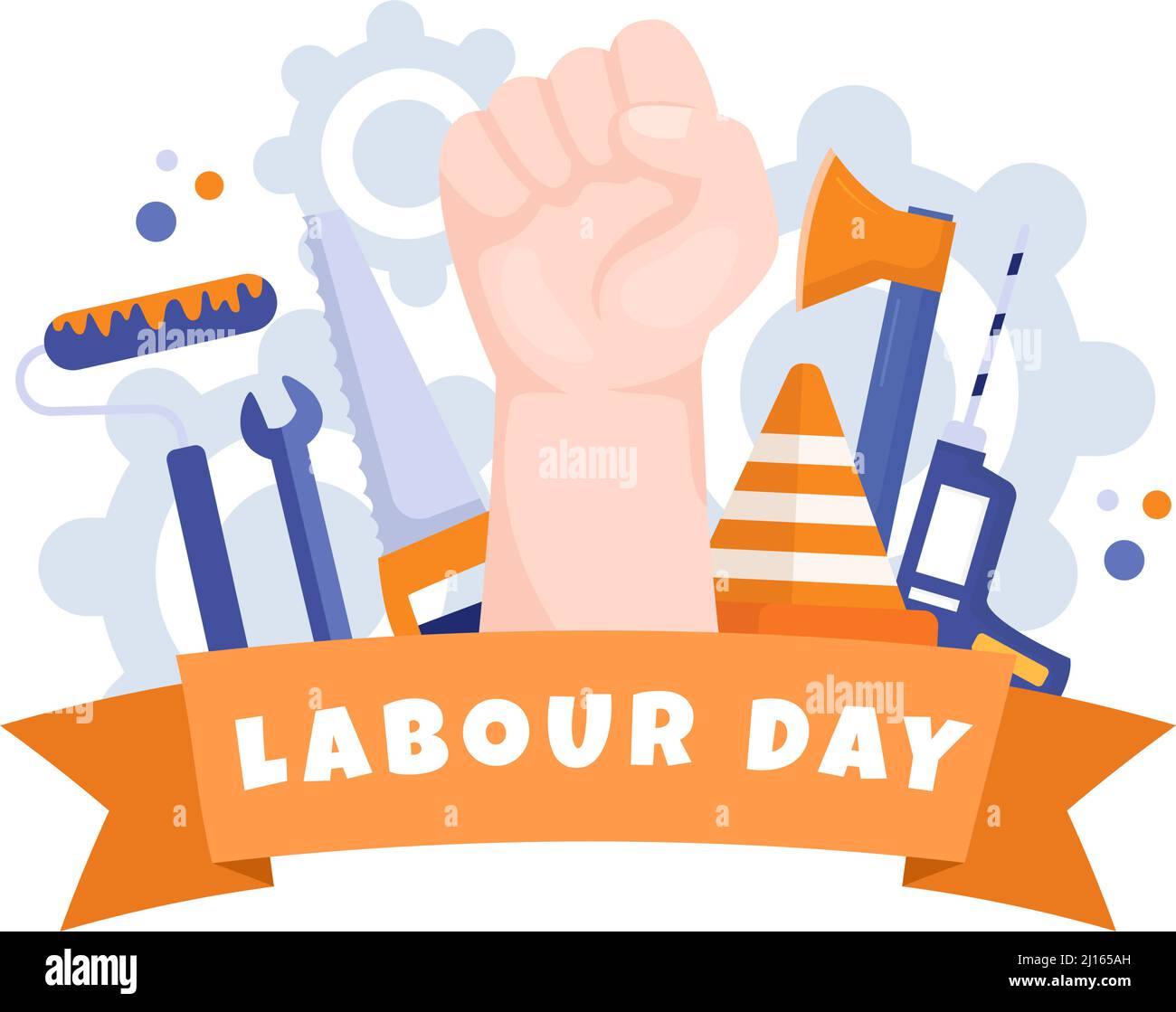 Happy Labor Day von Menschen aus verschiedenen Berufen, verschiedenen Hintergrund und Dank Ihrer harten Arbeit in Flat Cartoon Illustration für Poster Stock Vektor