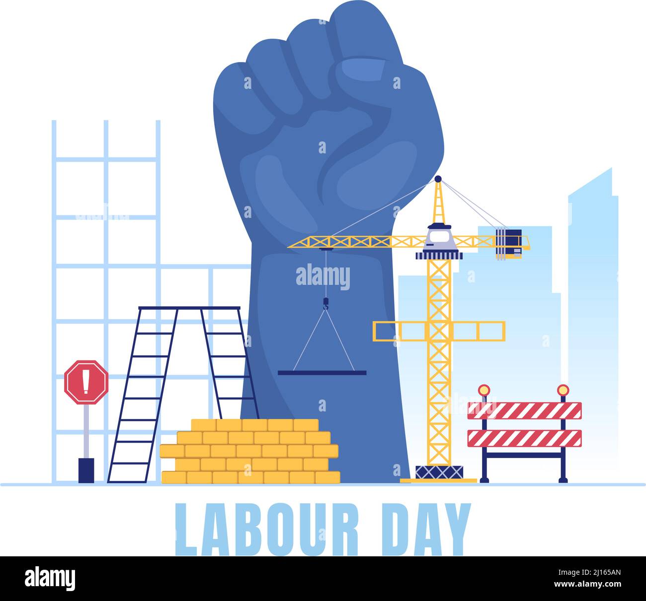 Happy Labor Day von Menschen aus verschiedenen Berufen, verschiedenen Hintergrund und Dank Ihrer harten Arbeit in Flat Cartoon Illustration für Poster Stock Vektor