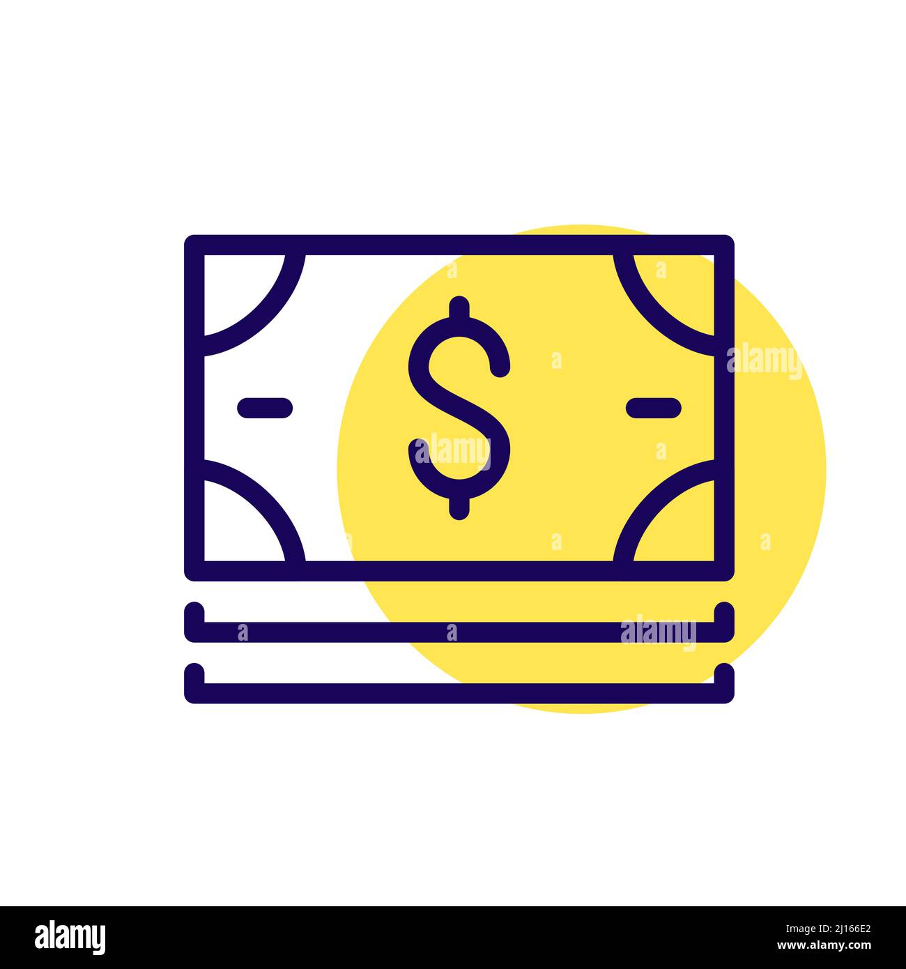 Dollarscheine. Symbol für Bargeld und Geld. Pixelgenaue, bearbeitbare Kontur Stock Vektor