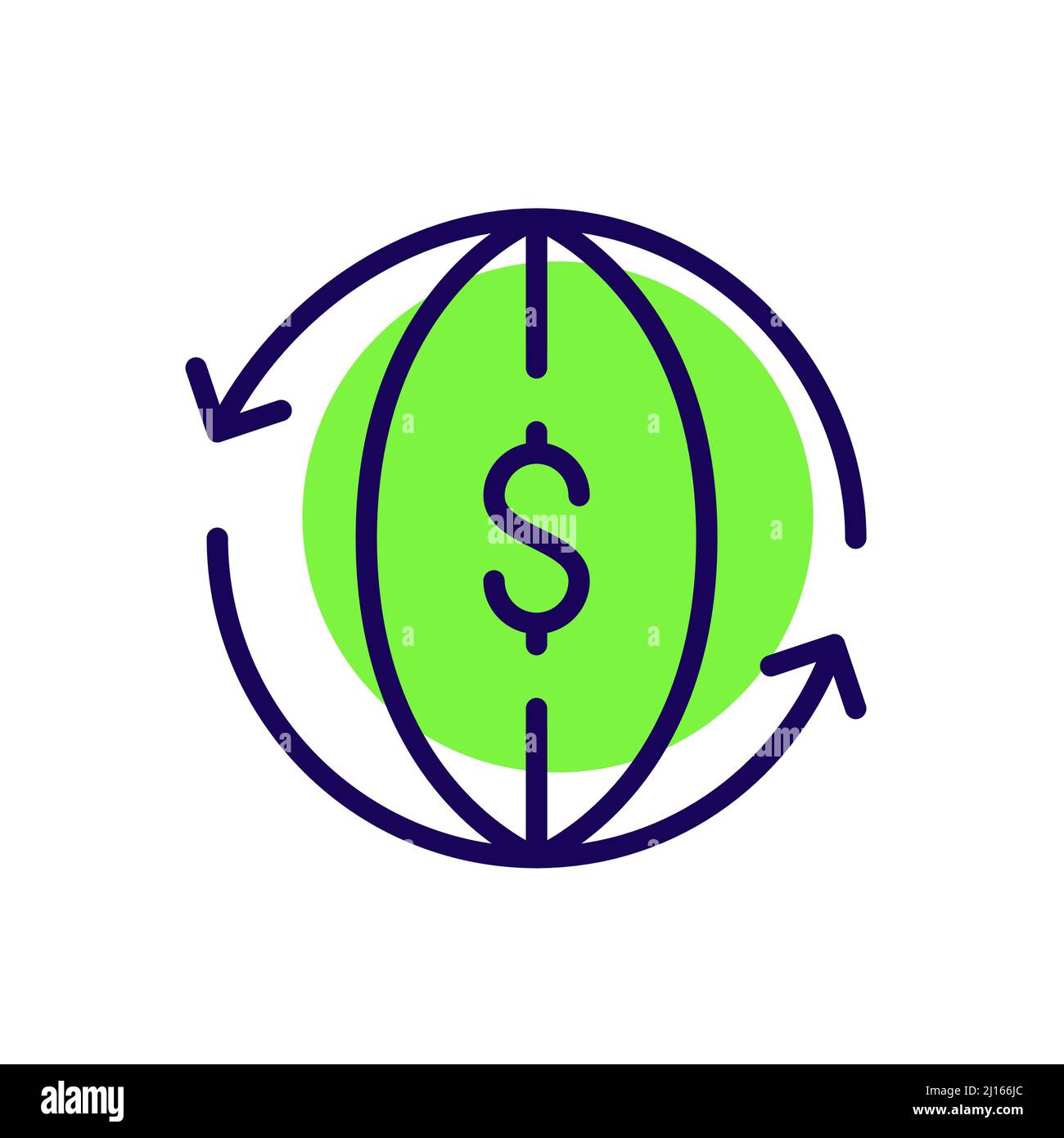 Globaler Währungs- und Geldfluss. Pixel Perfect, bearbeitbares Kontursymbol Stock Vektor
