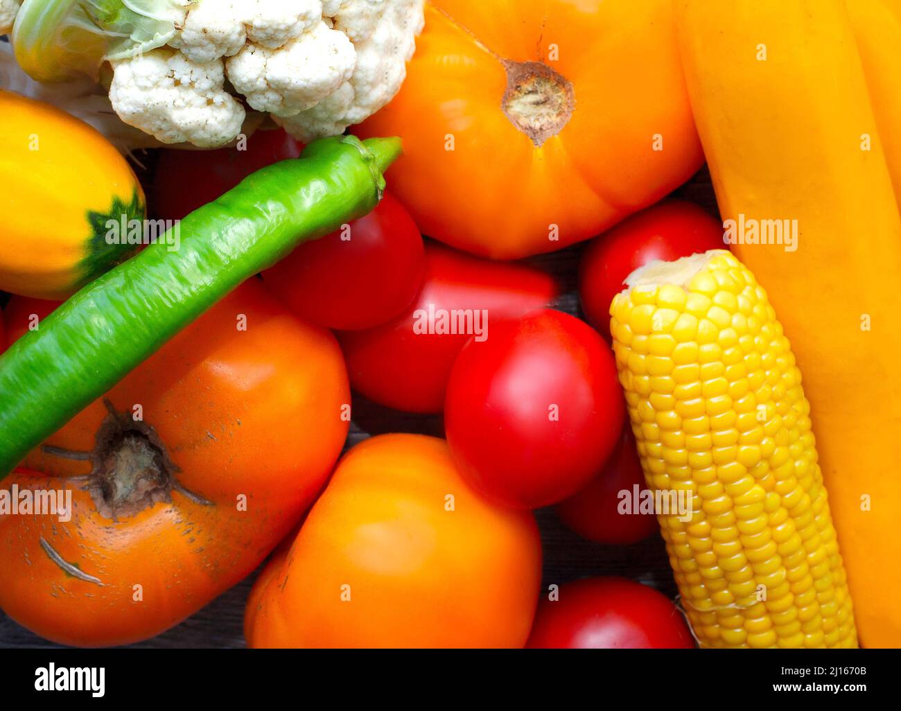 Bunte frisches Gemüse Hintergrund. Draufsicht Stockfoto