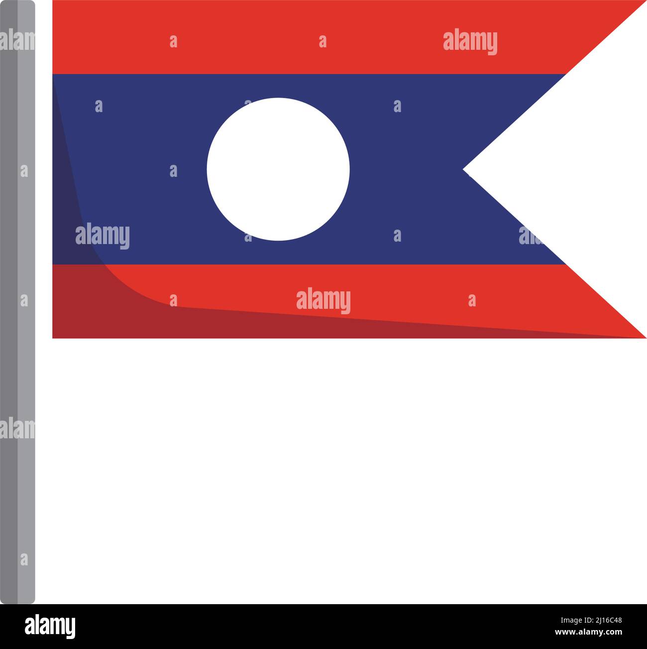 Laos Nationalflagge mit Stange. Bearbeitbarer Vektor. Stock Vektor