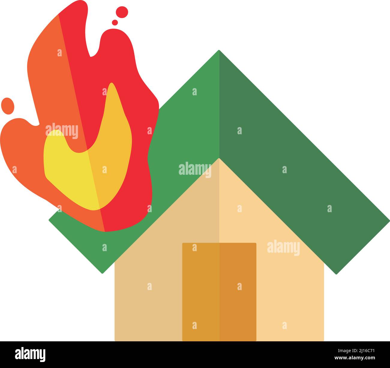Ikone eines brennenden Hauses. Feuer. Bearbeitbarer Vektor. Stock Vektor