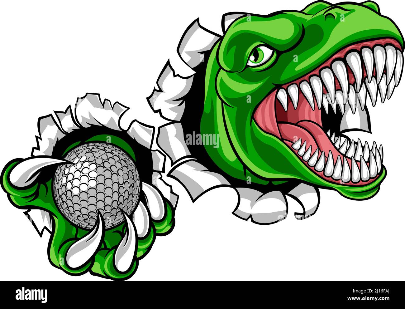 Dinosaurier Golf Player Tier Sport Maskottchen Stock Vektor