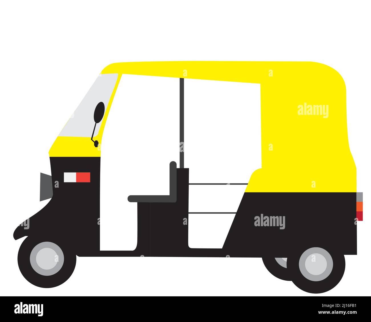 vektor der gelben Balck Auto Rikscha, ein primäres Transportfahrzeug in, Indien Stock Vektor