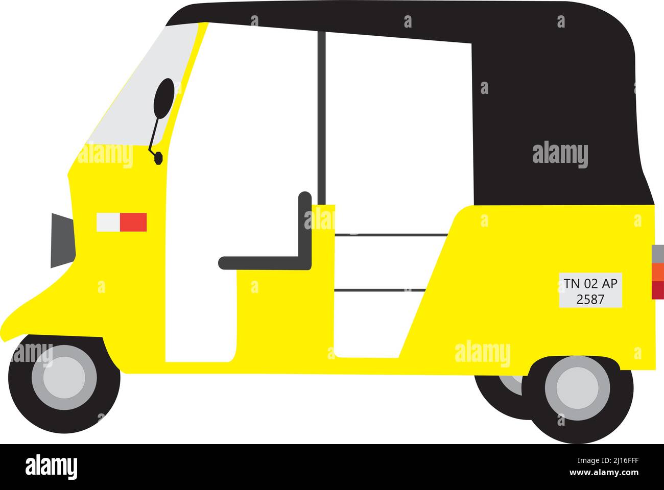 vektor der gelben Auto-Rikscha, ein primäres Transportfahrzeug in Tamilnadu, Indien Stock Vektor