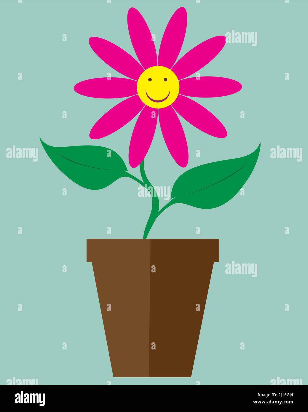 Vektor-Illustration von rosa Tulpe Blume mit Blumentopf Stock Vektor