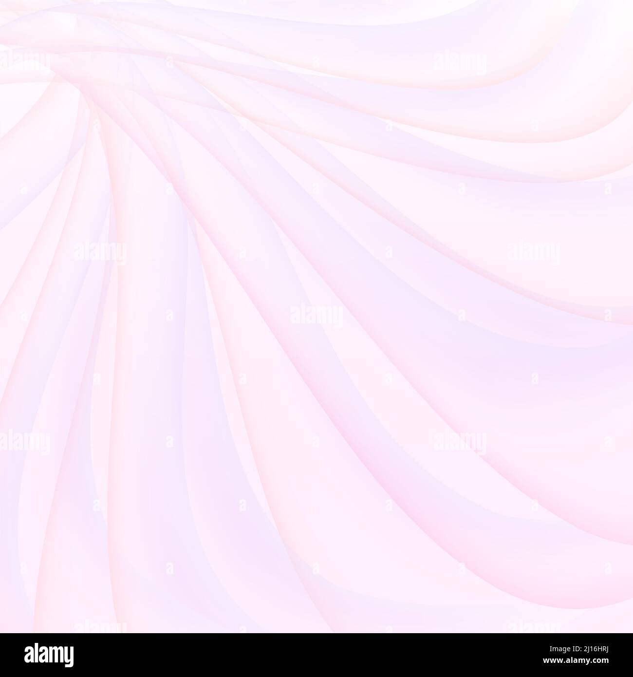 Hellrosa, lila geschwungene Linien. Transparente Streifen. Filigraner abstrakter Hintergrund. Weicher Farbverlauf. Wellendesign. Kunstkonzept Frühling, Urlaub Stockfoto