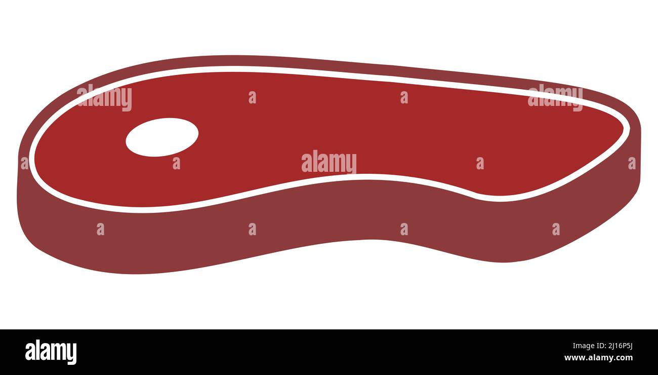 Gegrilltes Steak vom Grill, rohes Fleisch zum Braten, Schinken-Shish-Kebab-Symbol Stock Vektor