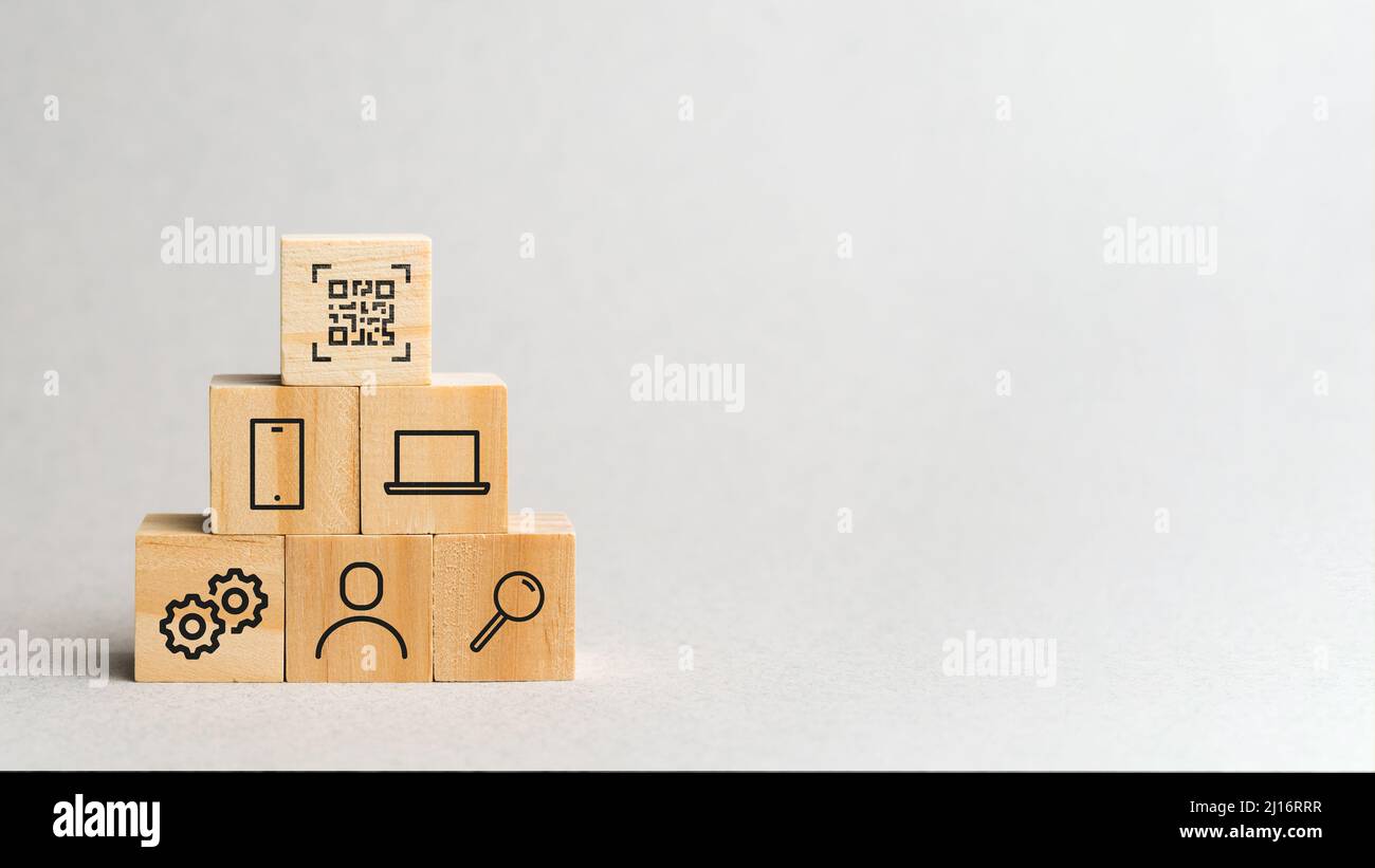 CR Code Concept Matrix Barcode mit Kopierplatz. Stockfoto