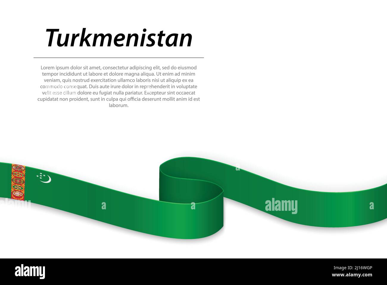 Winkende Band oder Banner mit Flagge von Turkmenistan. Für Independence day Poster Design Template Stock Vektor