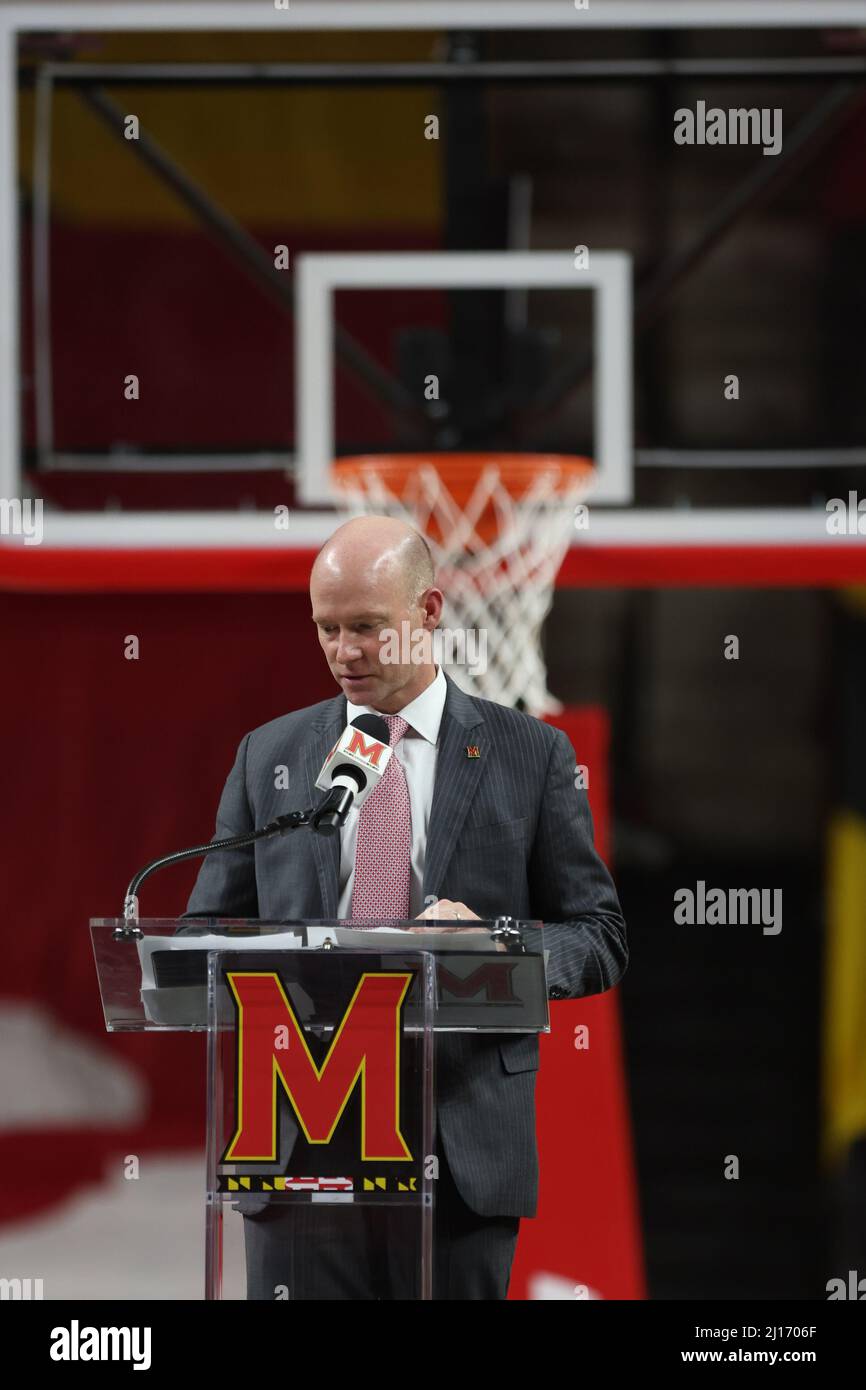 College Park, MD, USA. 22. März 2022. Pressekonferenz der Wasserschildkröten in Maryland, bei der Kevin Willard am 22. März 2022 als neuer Basketball Coach angekündigt wurde. Kredit: Mpi34/Media Punch/Alamy Live Nachrichten Stockfoto