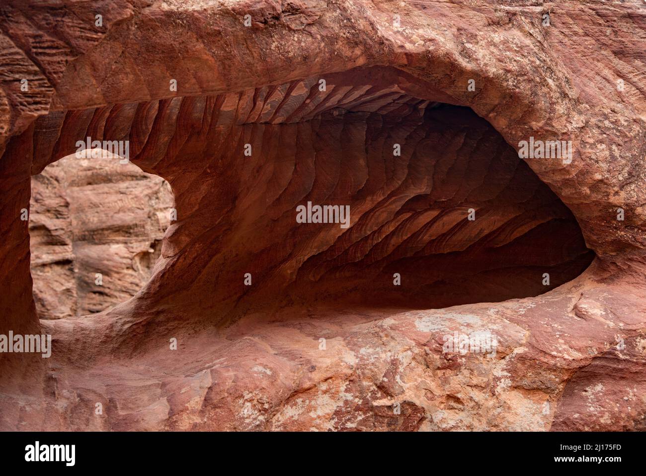 jordania petra 23-03-2022 visitando petra, la otra cara de petra, detrás de la puerta del tesoro, Hay un mundo desconocido de petr Stockfoto
