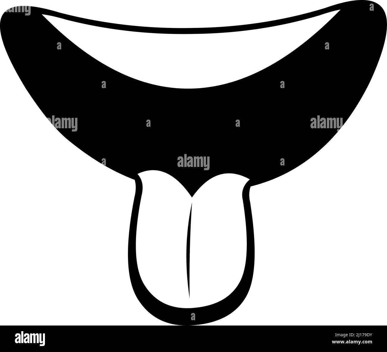 Vektor-Illustration eines Cartoon-Mund mit der Zunge heraus, in schwarz und weiß gezeichnet Stock Vektor