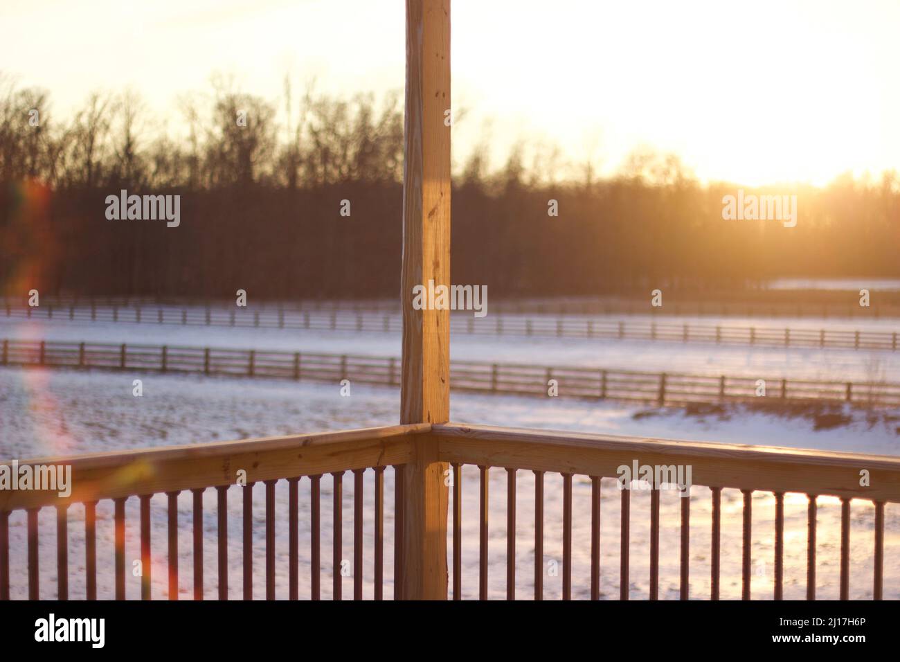 Winter-Sonnenuntergang Stockfoto