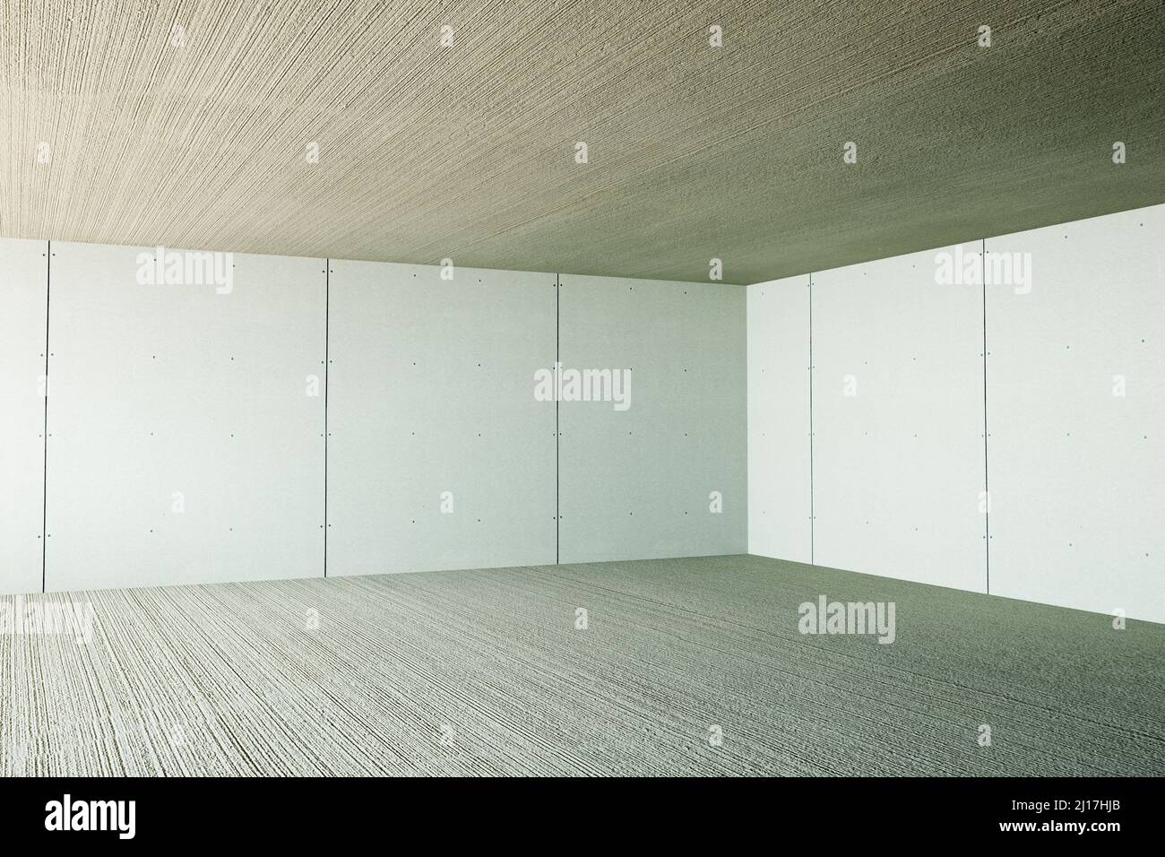 Dreidimensionale Darstellung der Ecke des unmöblierten Raumes Stockfoto