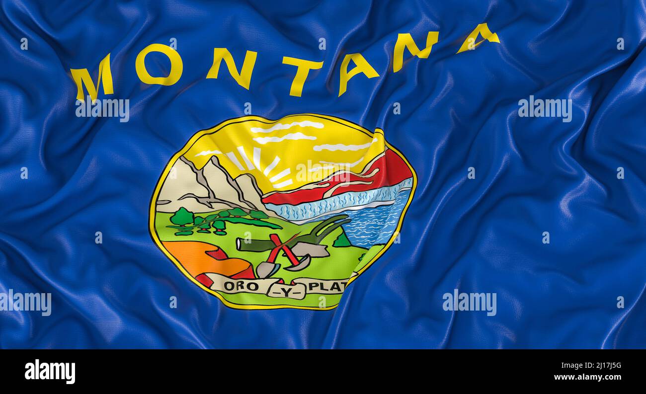 Flagge des US-Bundesstaates montana. 3D Rendern Stockfoto