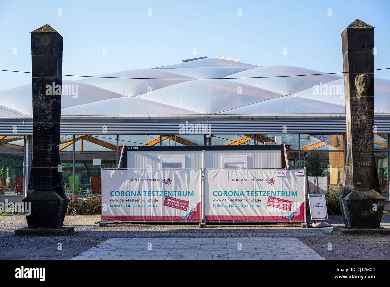 Corona Testzentrum in Dresden, Sachsen, Deutschland. Stockfoto