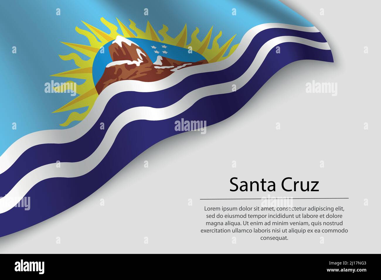 Die Flagge von Santa Cruz ist ein Staat von Argentinien. Banner- oder Ribbon-Vektorvorlage Stock Vektor