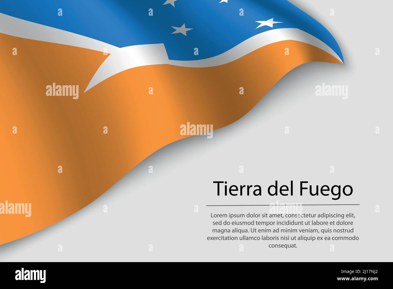 Die Flagge von Tierra del Fuego ist ein Staat Argentiniens. Banner- oder Ribbon-Vektorvorlage Stock Vektor