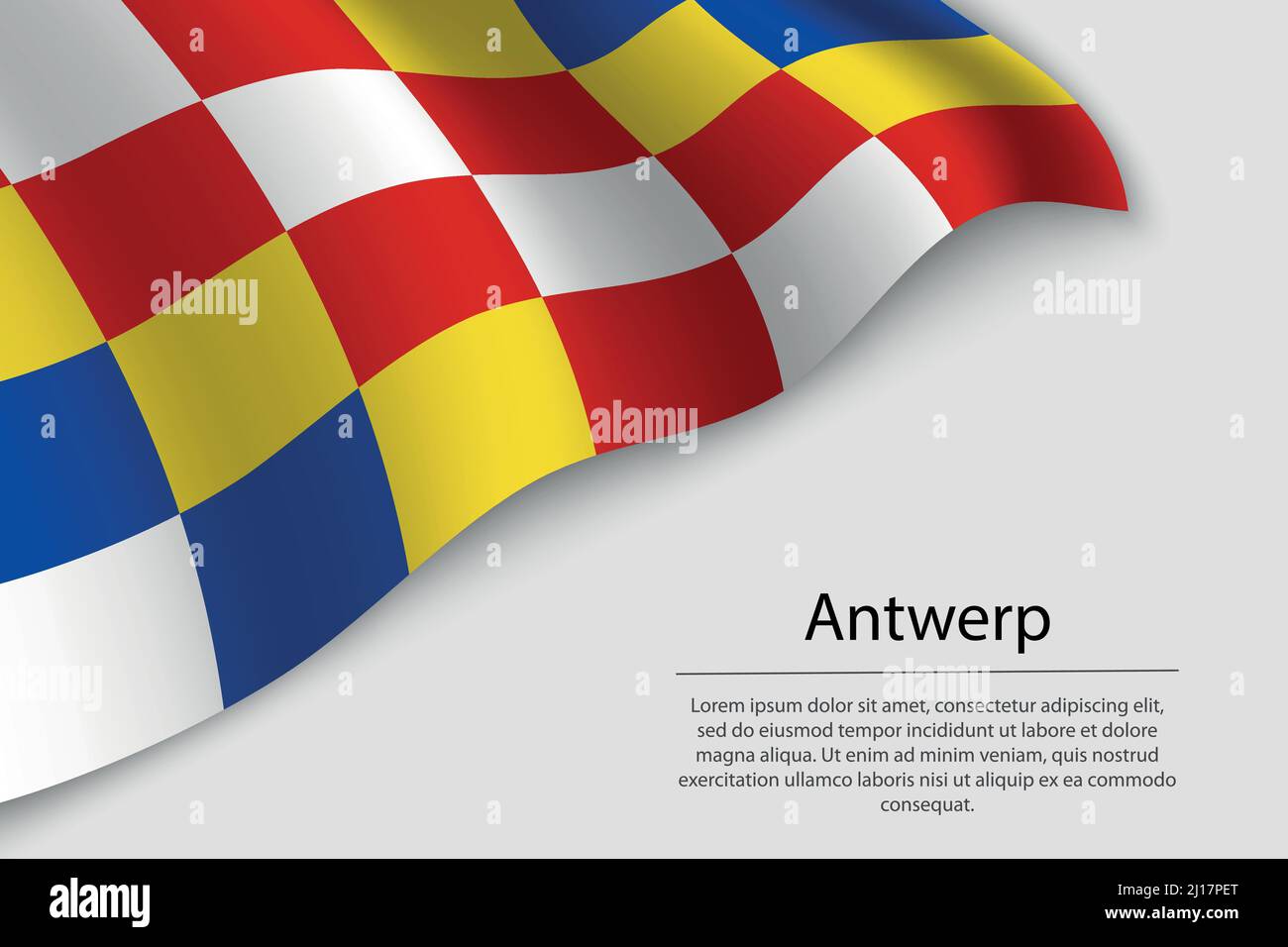 Die Wellenfahne von Antwerpen ist eine Region Belgiens. Banner- oder Ribbon-Vektorvorlage Stock Vektor