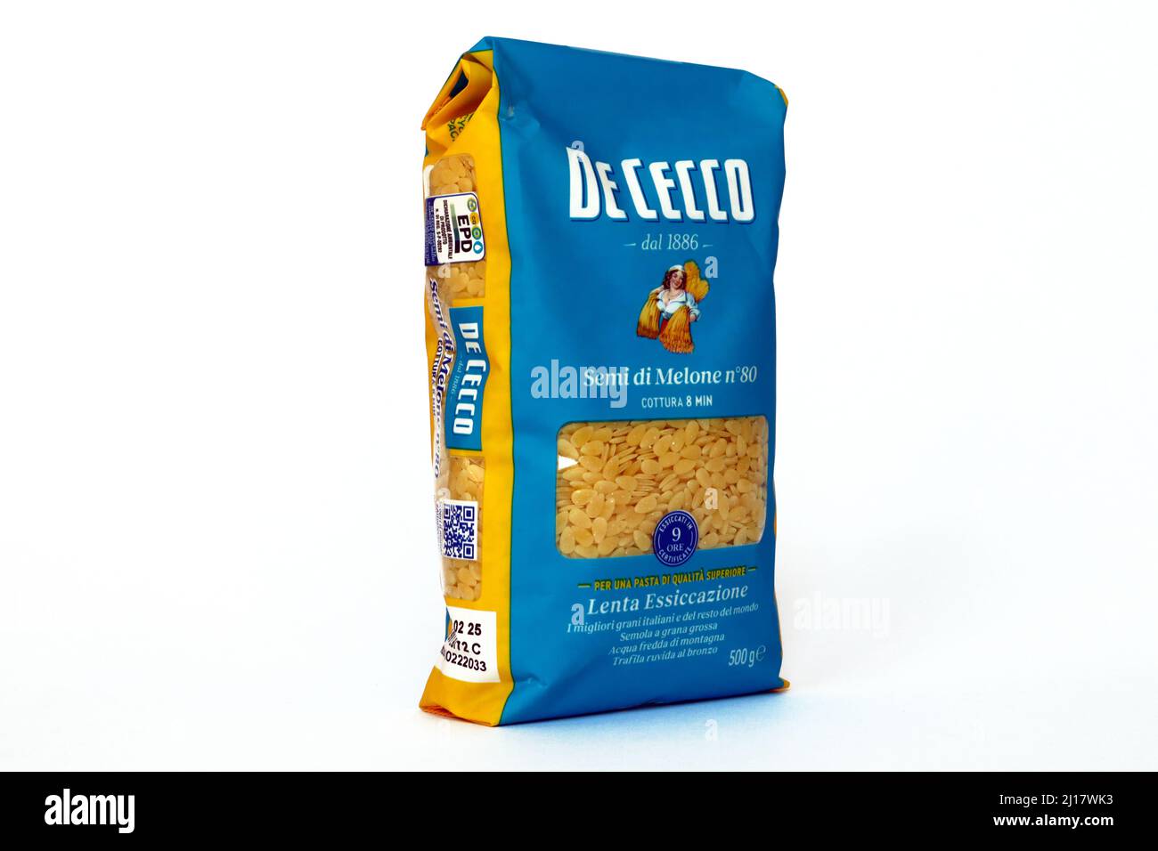 Pasta DE CECCO. Traditionelle italienische Lebensmittel, hergestellt in Fara San Martino, Italien Stockfoto