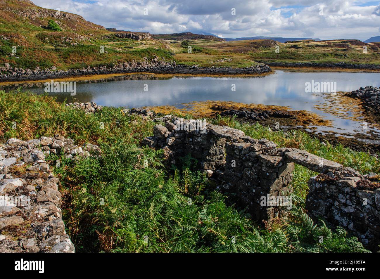 Ruinen in Cragaig auf der Isle of Ulva, Inner Hebrides, Schottland Stockfoto