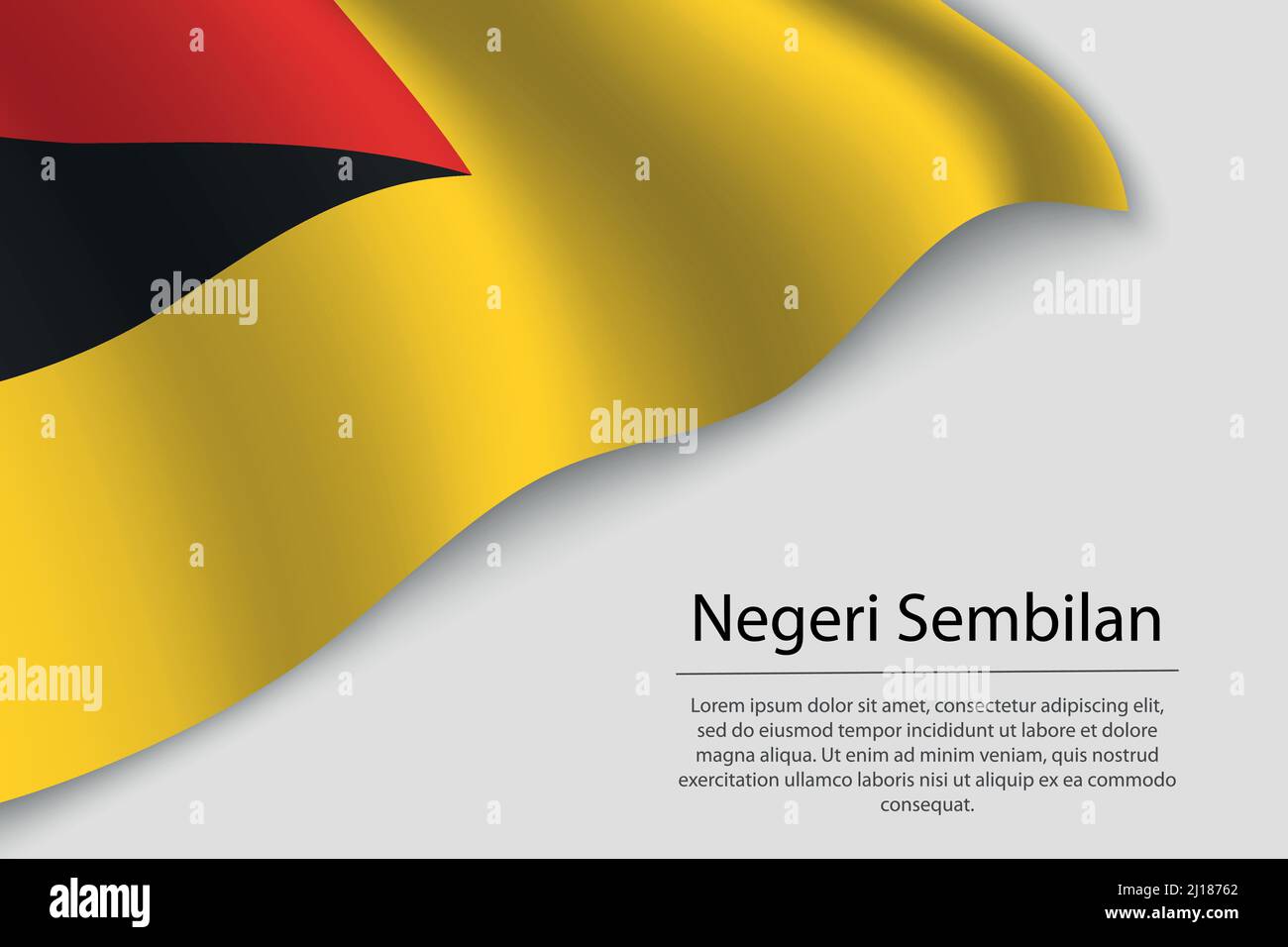 Die Wellenfahne von Negeri Sembilan ist eine Region Malaysias. Banner- oder Ribbon-Vektorvorlage Stock Vektor