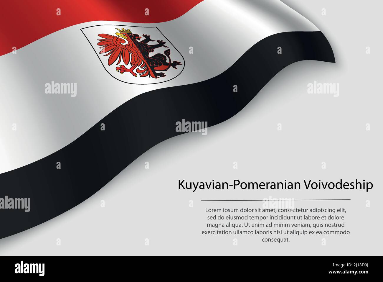 Die Wellenfahne der Woiwodschaft Kujawien-Pommern ist eine Region Polens. Banner- oder Ribbon-Vektorvorlage Stock Vektor