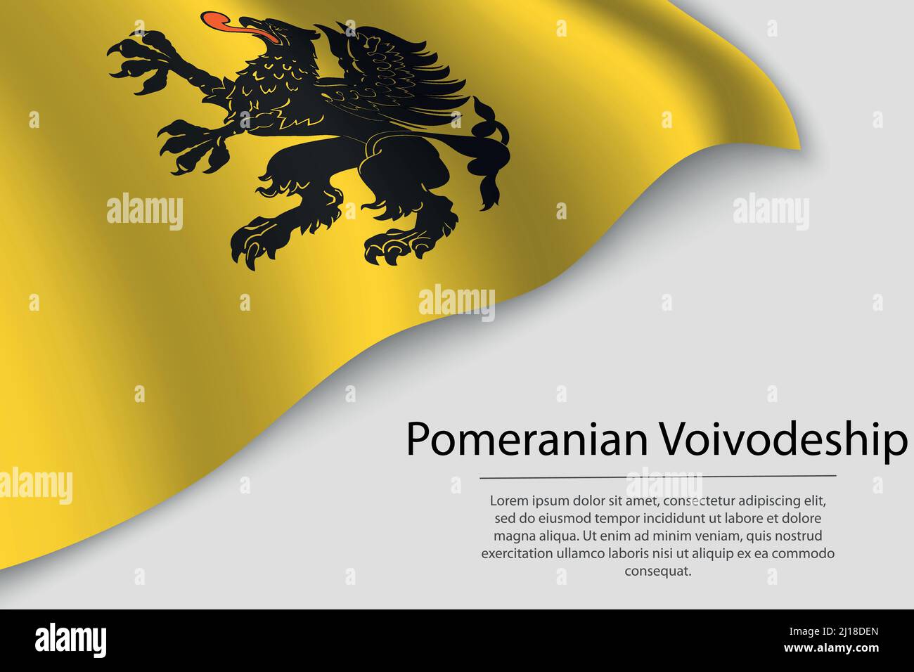 Die Wellenfahne der Woiwodschaft Pommern ist eine Region Polens. Banner- oder Ribbon-Vektorvorlage Stock Vektor
