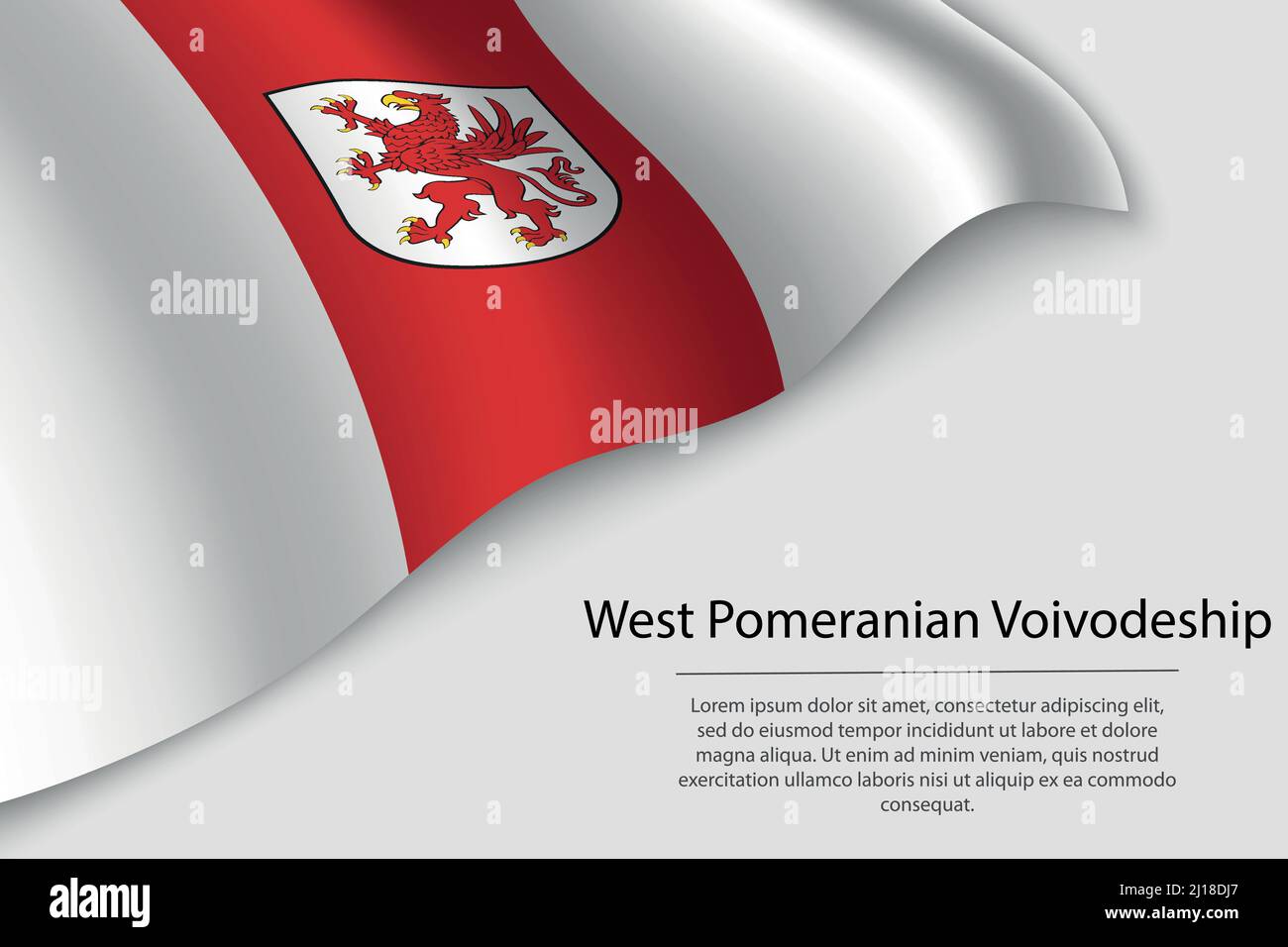Die Wellenfahne der Woiwodschaft Westpommern ist eine Region Polens. Banner- oder Ribbon-Vektorvorlage Stock Vektor