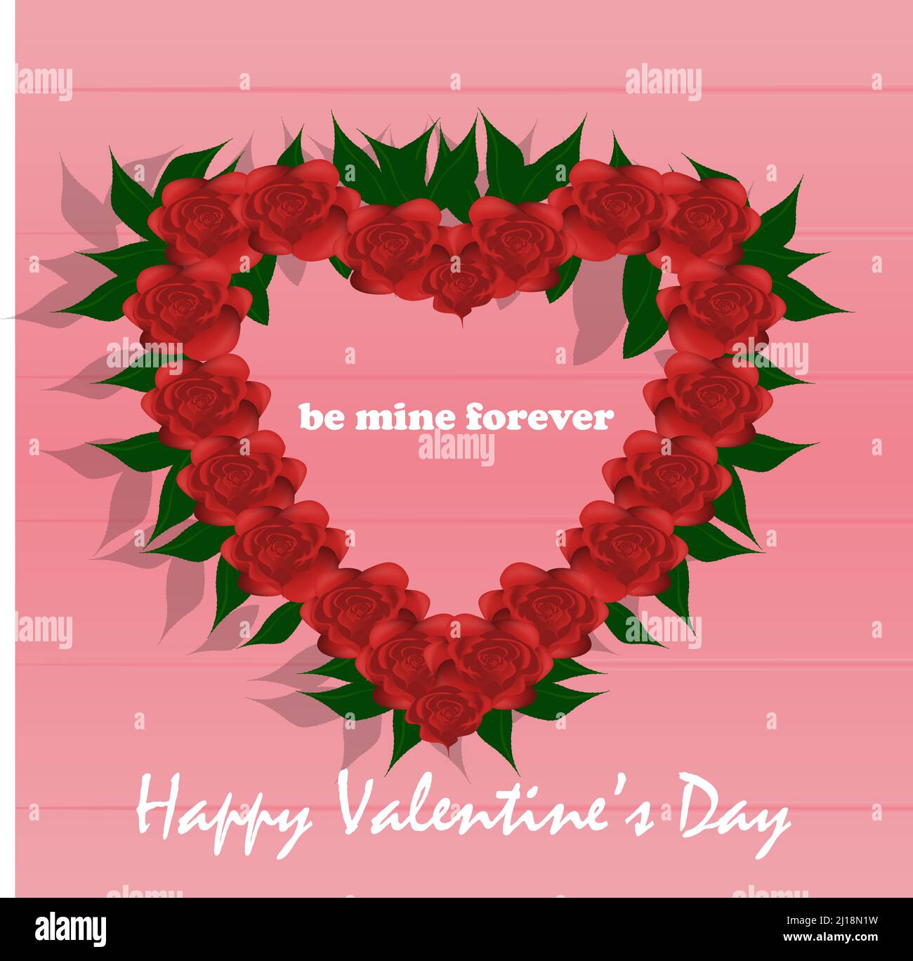 Vektorgrafik „Happy Valentine's Day“ für Poster, Grußkarten, Broschüren, Website-Design und Banner. Das Design zeigt Rosen und Geschenke Stock Vektor