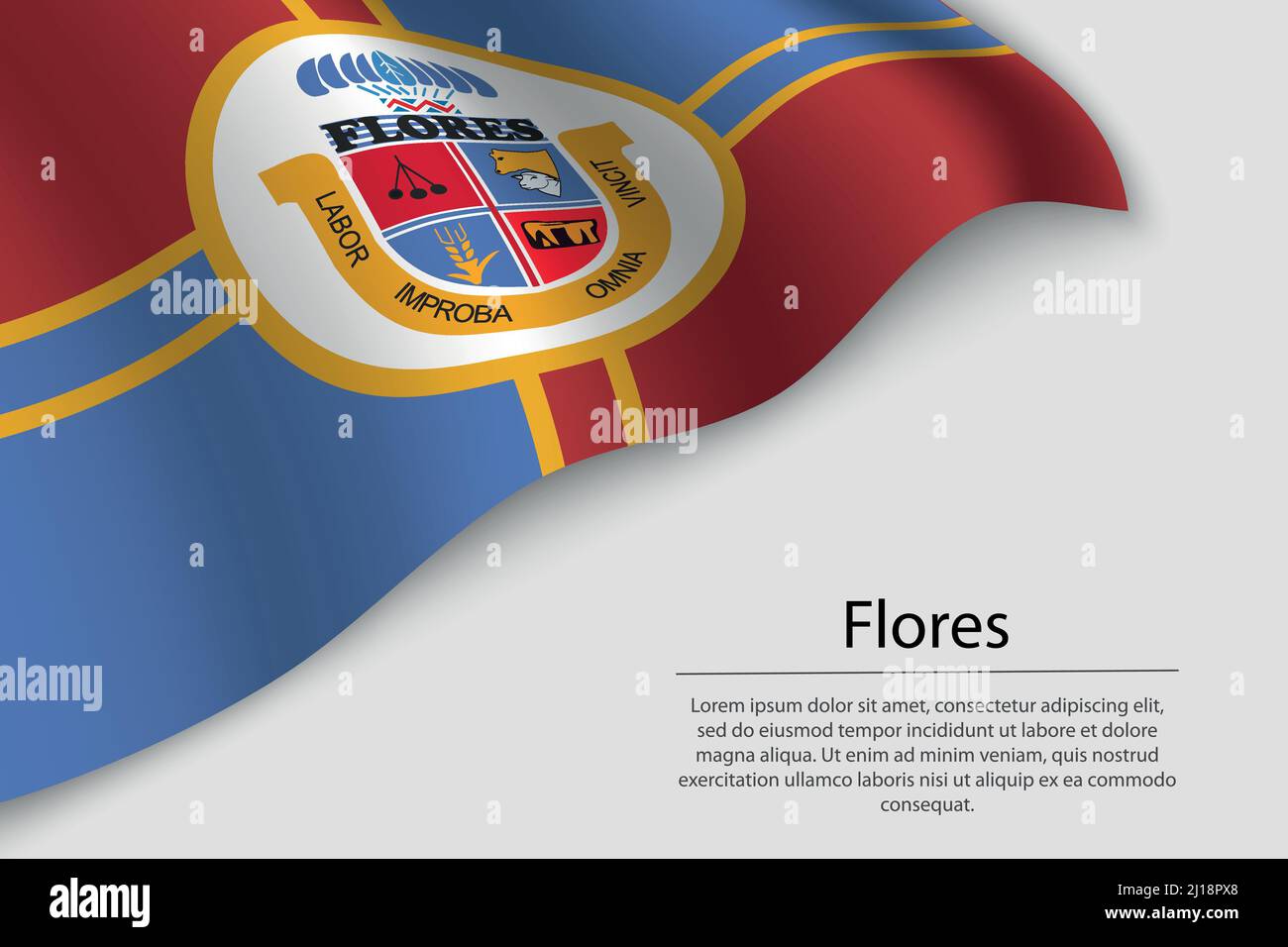 Die Flagge von Flores ist ein Bundesstaat Uruguay. Banner- oder Ribbon-Vektorvorlage Stock Vektor