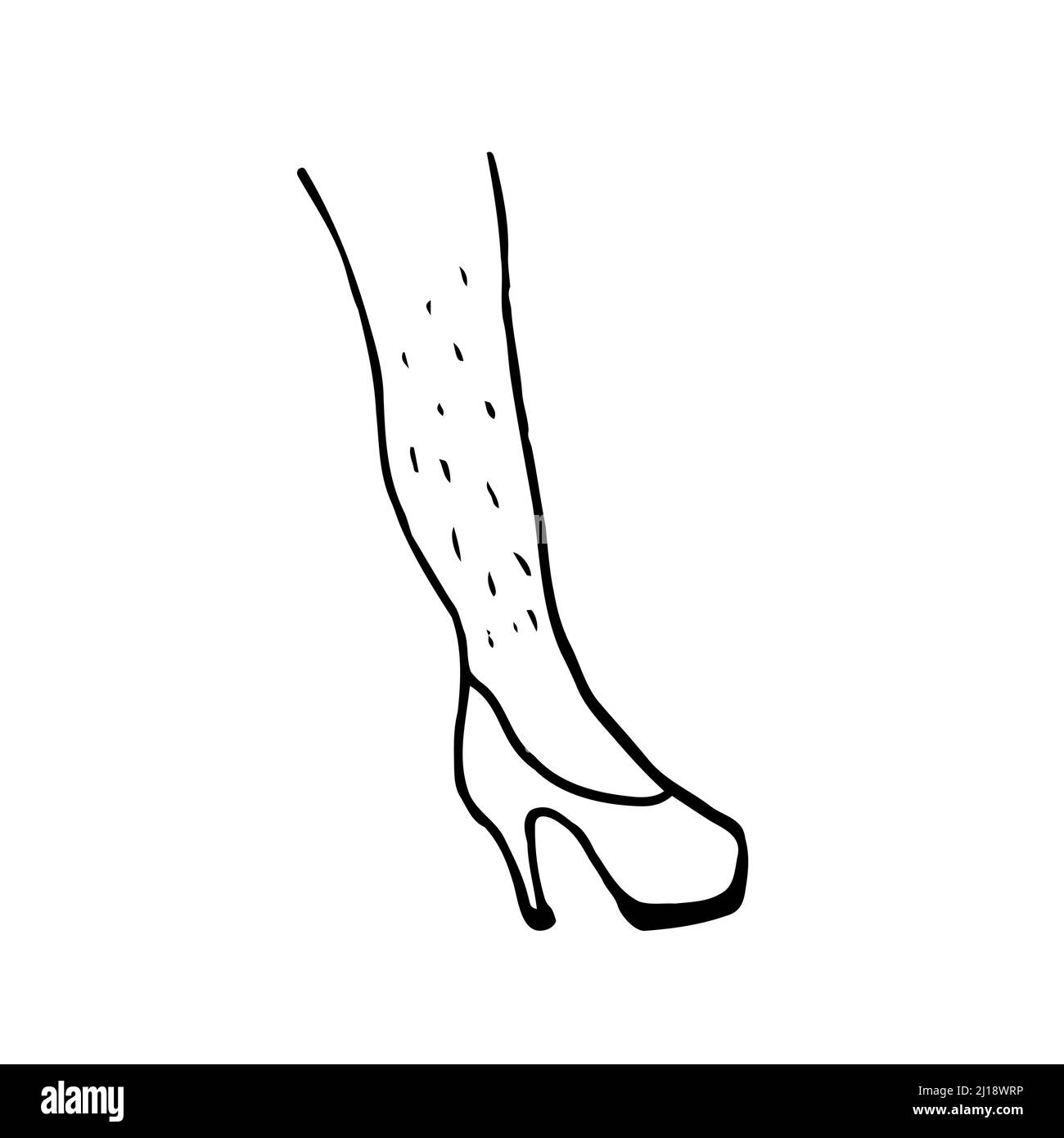 Unrasierte Damenbeine mit Schuhen. Feminismus, die Wahlfreiheit der Frauen. Schöne lange Beine. Gestaltung von Plakaten des Feminismus. Stock Vektor