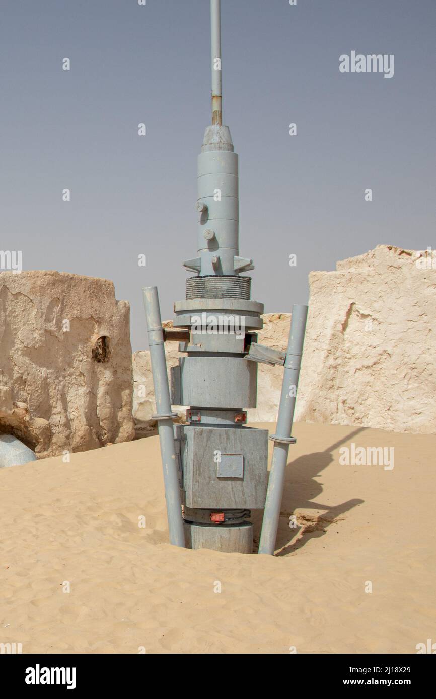 Mos Espa, Tatooine. Der Drehtisch für den Star Wars-Film steht immer noch in der tunesischen Wüste in der Nähe von Tozeur. Stockfoto