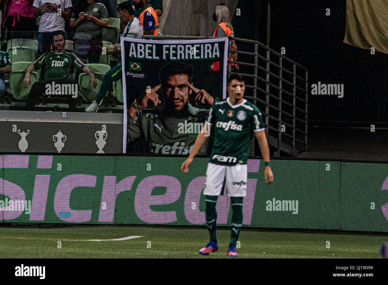 São PAULO, SP - 23.03.2022: PALMEIRAS X ITUANO - Piquerez im Spiel zwischen Palmerias X Ituano, gültig für das Viertelfinale der Paulsita-Meisterschaft 2022, die in der Nacht vom 23. März 2022 im Allianz Parque ausgetragen wird. (Foto: Van Campos/Fotoarena) Stockfoto