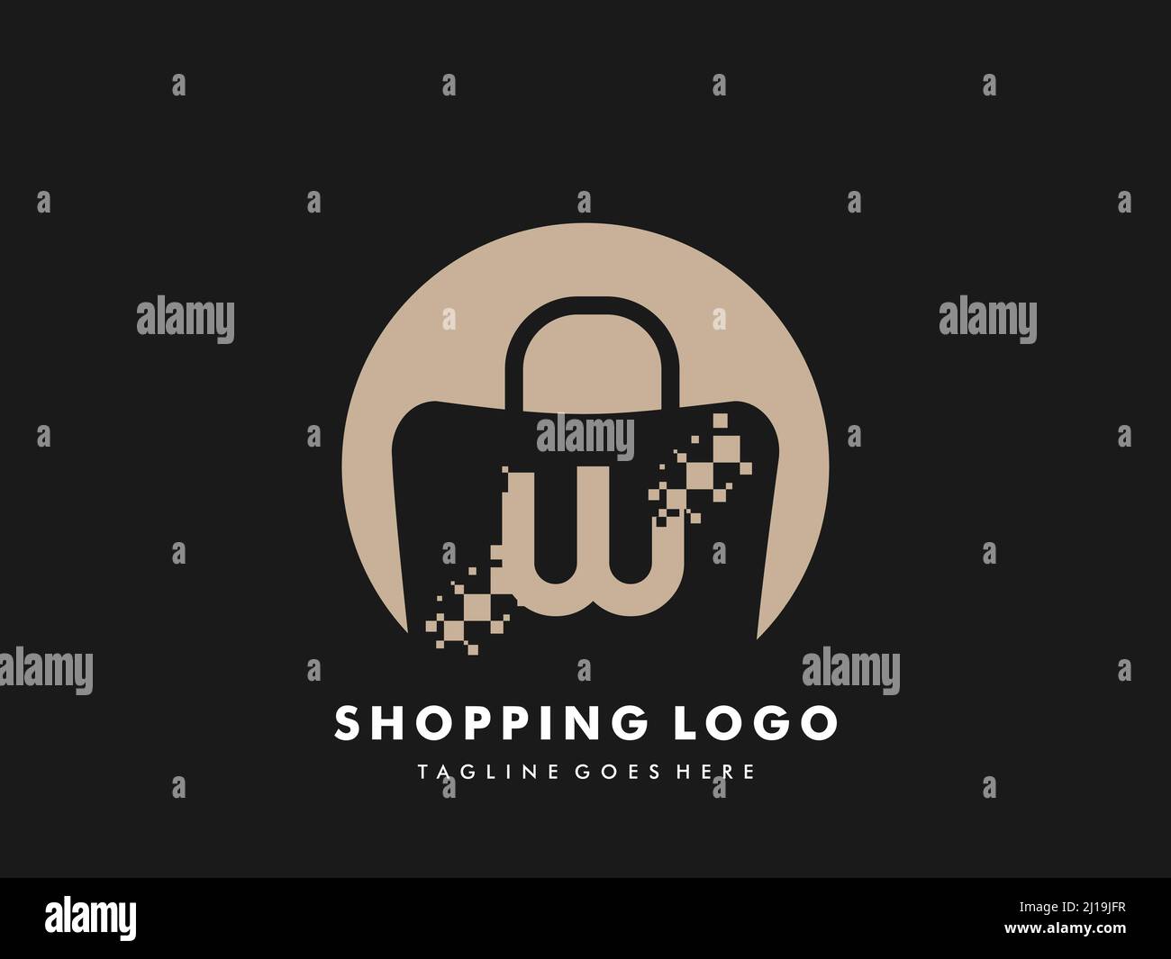vektor-Einkaufstasche isolierter Kreis mit Buchstabe w, Fast Shopping-Symbol, Creative Fast Shop, Creative Fast Shopping-Logo-Vorlagen. Stock Vektor