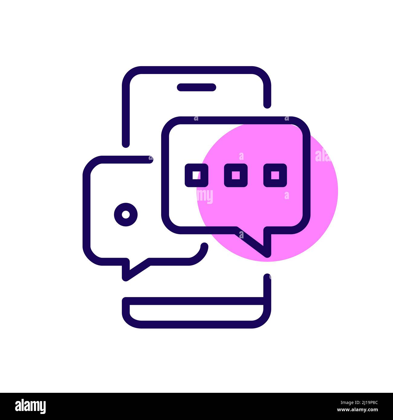 Chatten auf einem Smartphone. Pixel Perfect, bearbeitbares Kontursymbol Stock Vektor