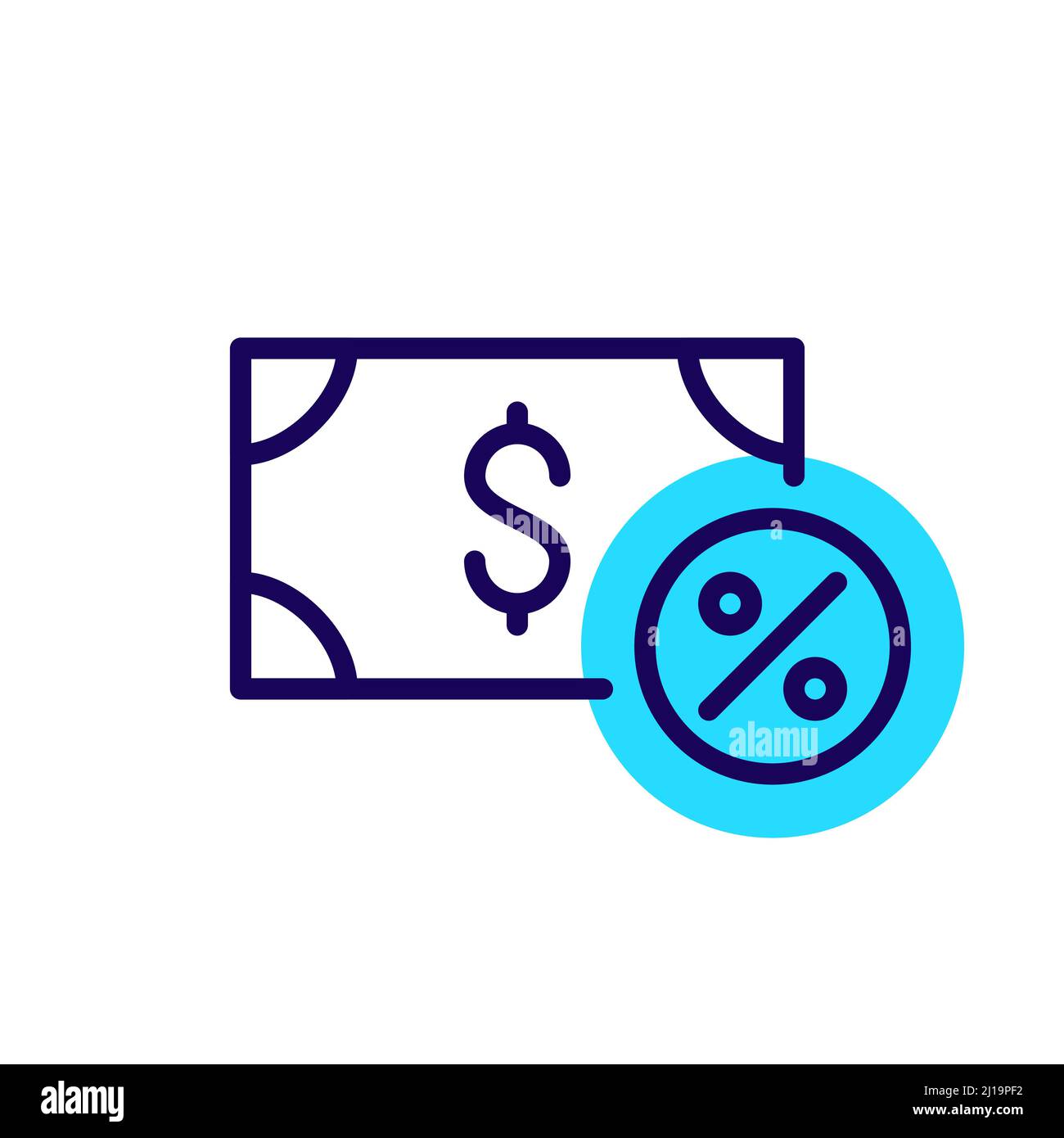 Dollar-Einlagenzinssatz. Pixel Perfect, bearbeitbares Kontursymbol Stock Vektor