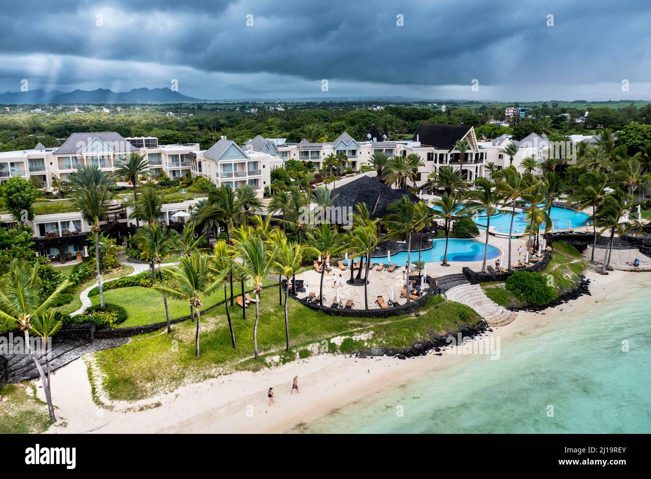 Luftaufnahme, Die Residenz Mauritius, Belle Mare, Quatre Cocos, Flacq, Mauritius Stockfoto