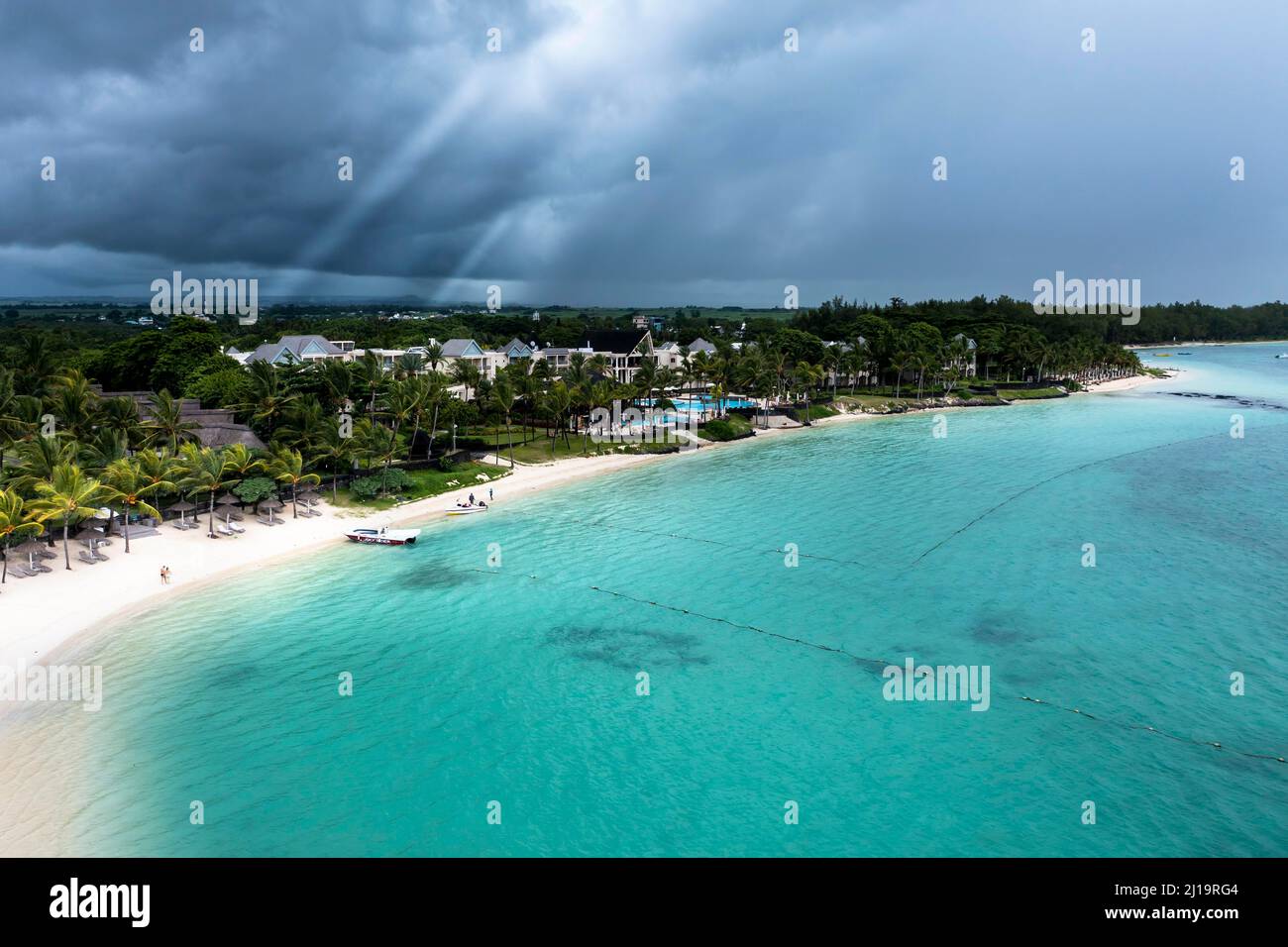 Luftaufnahme, Die Residenz Mauritius, Belle Mare, Quatre Cocos, Flacq, Mauritius Stockfoto