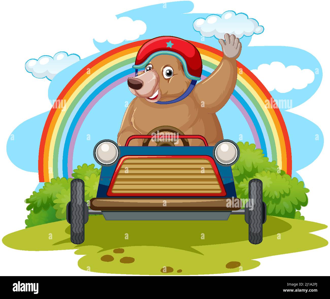 Grizzly Bär fährt ein Spielzeug Auto Illustration Stock Vektor