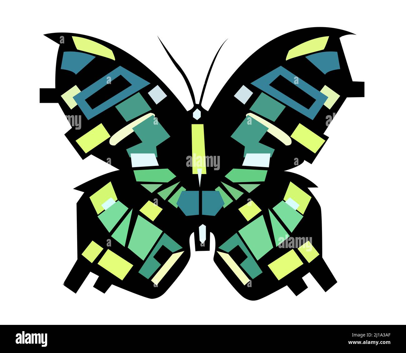 Schöne abstrakte Schmetterling mit geometrischen Objekten isoliert auf weißem Hintergrund - Vektor-Illustration Stock Vektor
