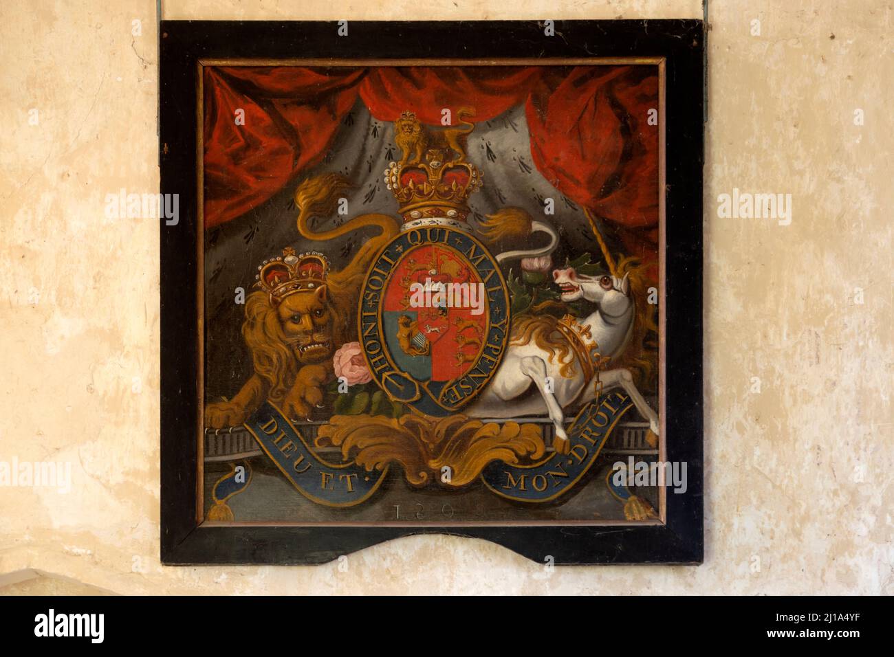 König Georg III. 1760–1820, königliches Wappen aus dem Jahr 1800, Wantisden Church, Suffolk, England, Großbritannien Stockfoto
